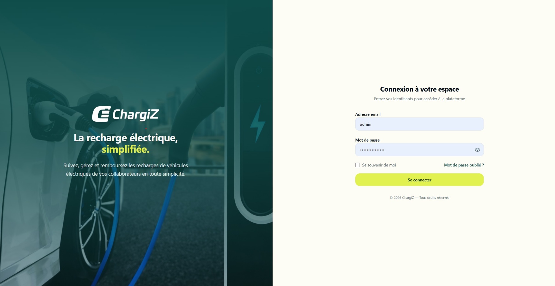 Aperçu du projet Chargiz
